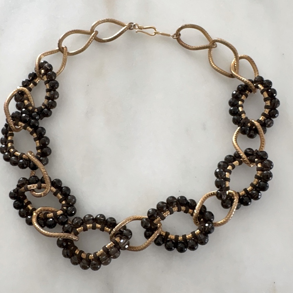 CHAN LUU Black onyx chain link necklace